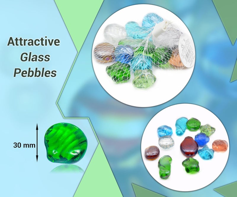 ARSUK Glass Beads (12pcs) Premium Gemstones Glass Beads for Vases Flat Glass Marbles Decorative Pebbles Mosaic Beads Gems Vase Fillers Floral Stones Aquarium Table Scatter Decor (Shaped Glass Pebbles) - Image 1